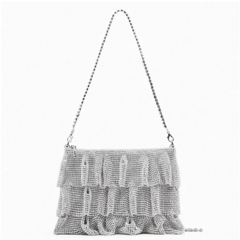 Zara Ruffled Mesh Crossbody Bag - Picture 2 of 7